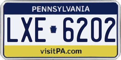 PA license plate LXE6202