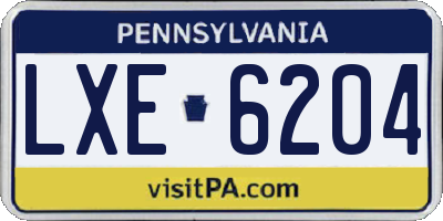 PA license plate LXE6204