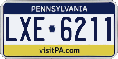 PA license plate LXE6211
