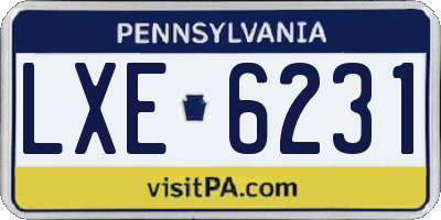 PA license plate LXE6231