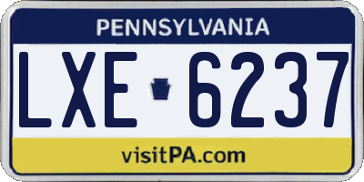 PA license plate LXE6237
