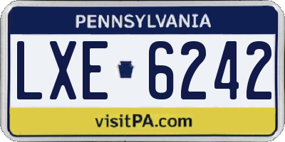PA license plate LXE6242