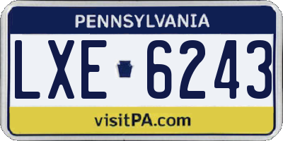 PA license plate LXE6243