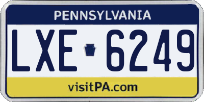 PA license plate LXE6249
