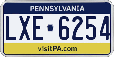 PA license plate LXE6254