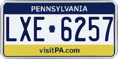 PA license plate LXE6257