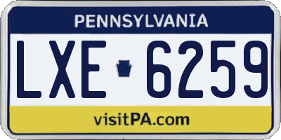 PA license plate LXE6259
