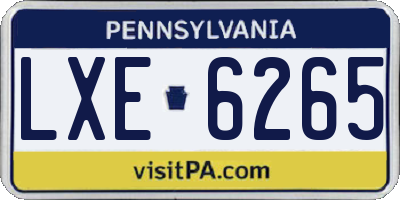 PA license plate LXE6265