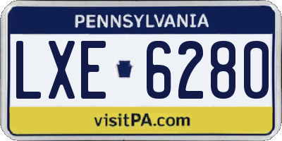 PA license plate LXE6280