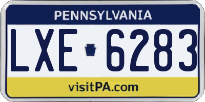 PA license plate LXE6283