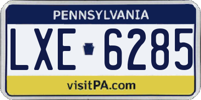 PA license plate LXE6285