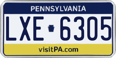 PA license plate LXE6305