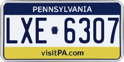 PA license plate LXE6307