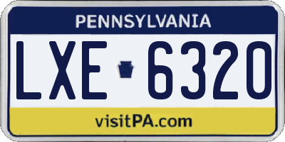PA license plate LXE6320