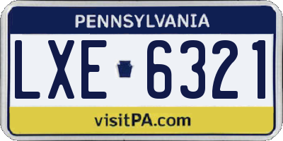 PA license plate LXE6321
