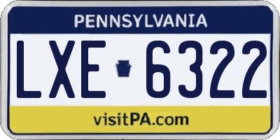 PA license plate LXE6322