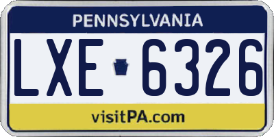 PA license plate LXE6326