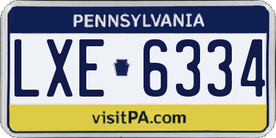 PA license plate LXE6334