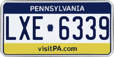 PA license plate LXE6339