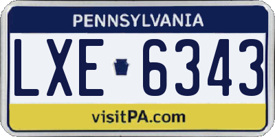 PA license plate LXE6343