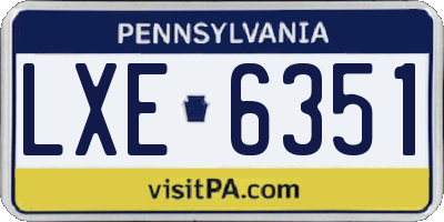 PA license plate LXE6351