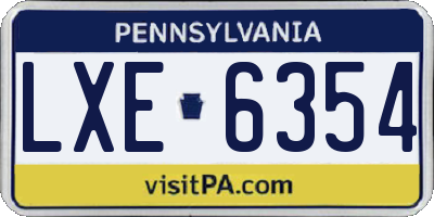 PA license plate LXE6354
