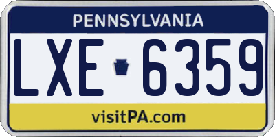 PA license plate LXE6359