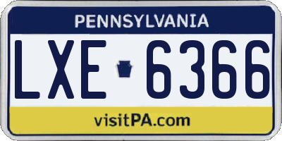 PA license plate LXE6366