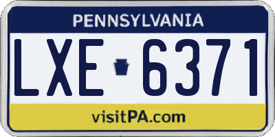 PA license plate LXE6371