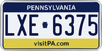 PA license plate LXE6375