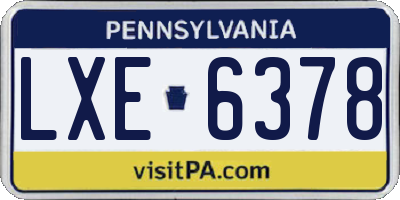 PA license plate LXE6378