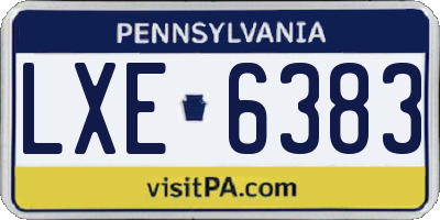 PA license plate LXE6383