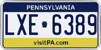 PA license plate LXE6389