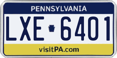 PA license plate LXE6401
