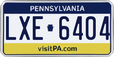 PA license plate LXE6404