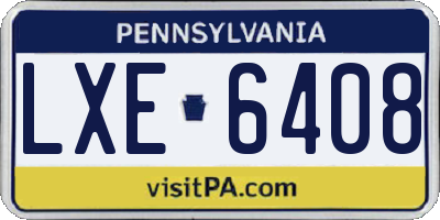 PA license plate LXE6408