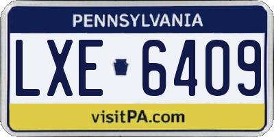 PA license plate LXE6409