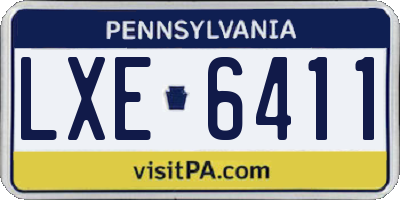 PA license plate LXE6411