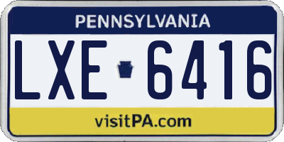 PA license plate LXE6416