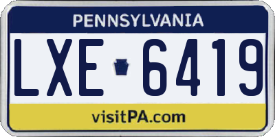 PA license plate LXE6419