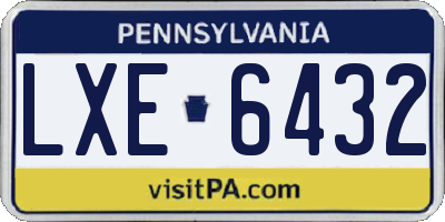 PA license plate LXE6432