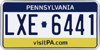 PA license plate LXE6441
