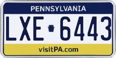 PA license plate LXE6443