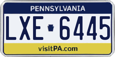PA license plate LXE6445