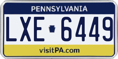 PA license plate LXE6449