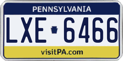 PA license plate LXE6466