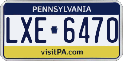 PA license plate LXE6470