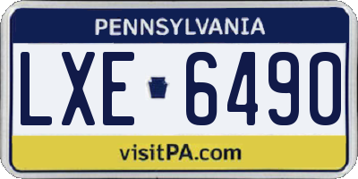 PA license plate LXE6490