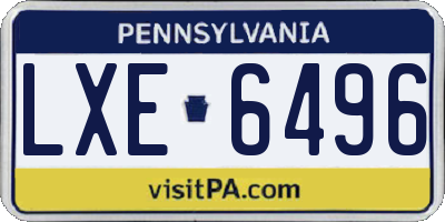 PA license plate LXE6496