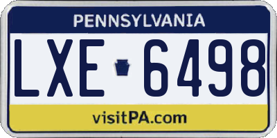 PA license plate LXE6498